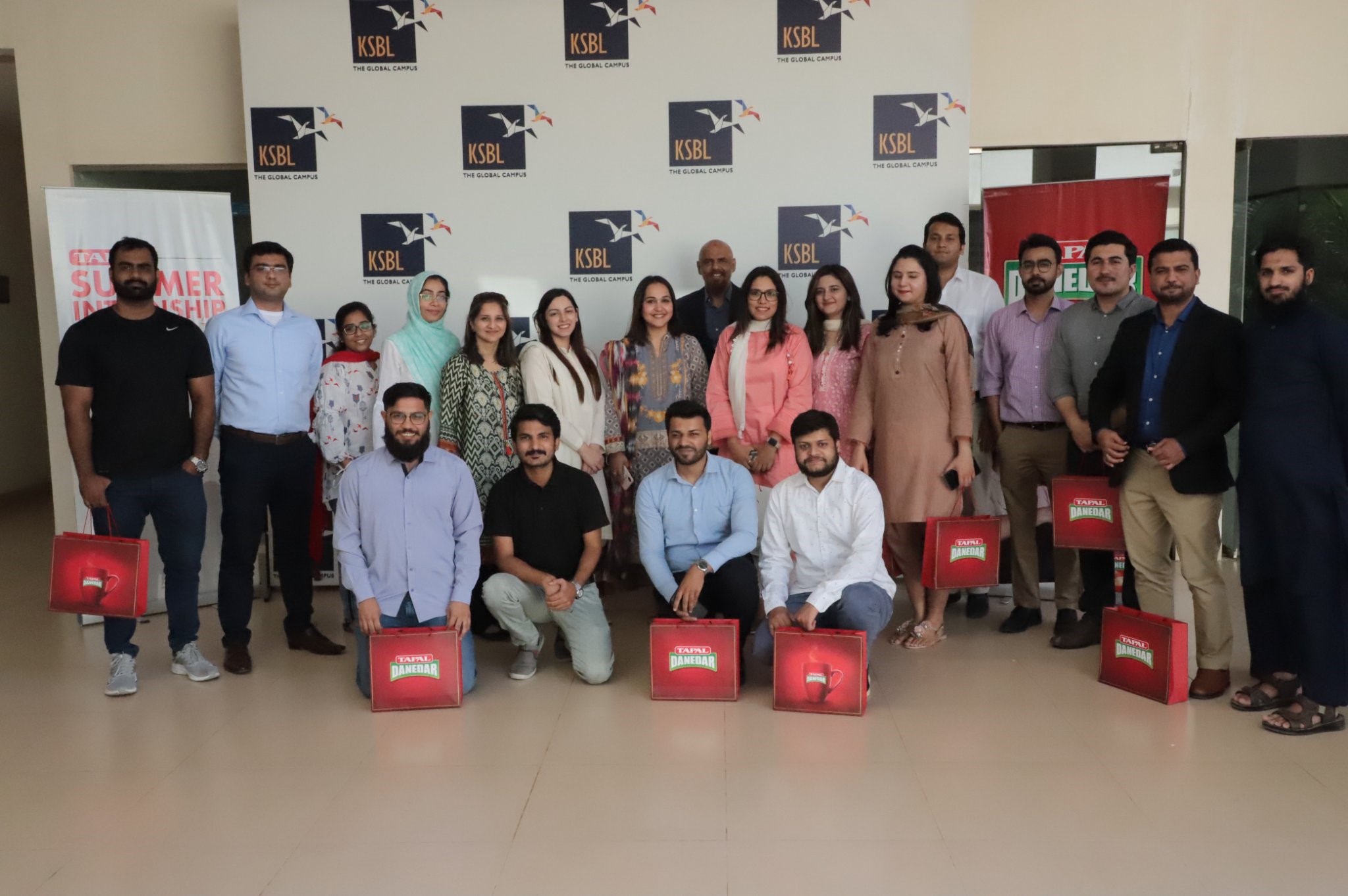 Tapal Tea (Pvt.) Ltd. recently conducted a recruitment drive for KSBL students as part of their Summer Internship Program 2022. This was an opportunity for students to know more about the openings and recruitment process at Tapal Tea. Samrah Ibadat, Ghulam Mustafa, Hiba Javed J. and Adil Masood were present at the occasion from the HR team to share details about the program and address students' queries.